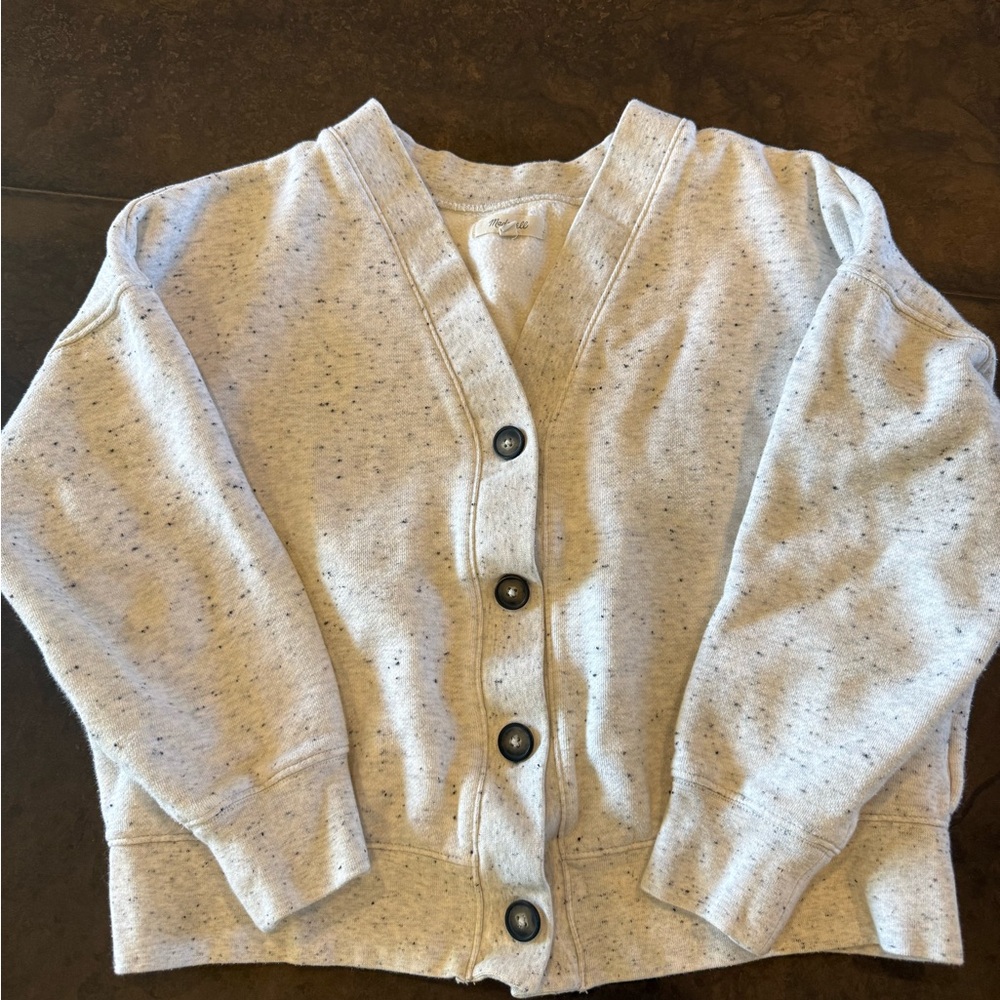 Madewell Cardigan XXS Cotton Blend Cropped Button Up Gray Cozy‎ EUC